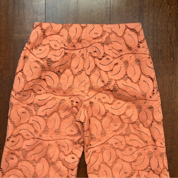 Anthropologie Dolly Lace Trousers Orange Lace Wide-Leg Pants, Size 8 - Picture 10 of 15